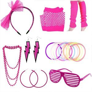 3191 80s Accessoriess For Women- Lace Headband Earrings Fishnet